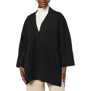 WynneCollection Women's Barrel Sleeve Notched Collar Topper Black - Regular